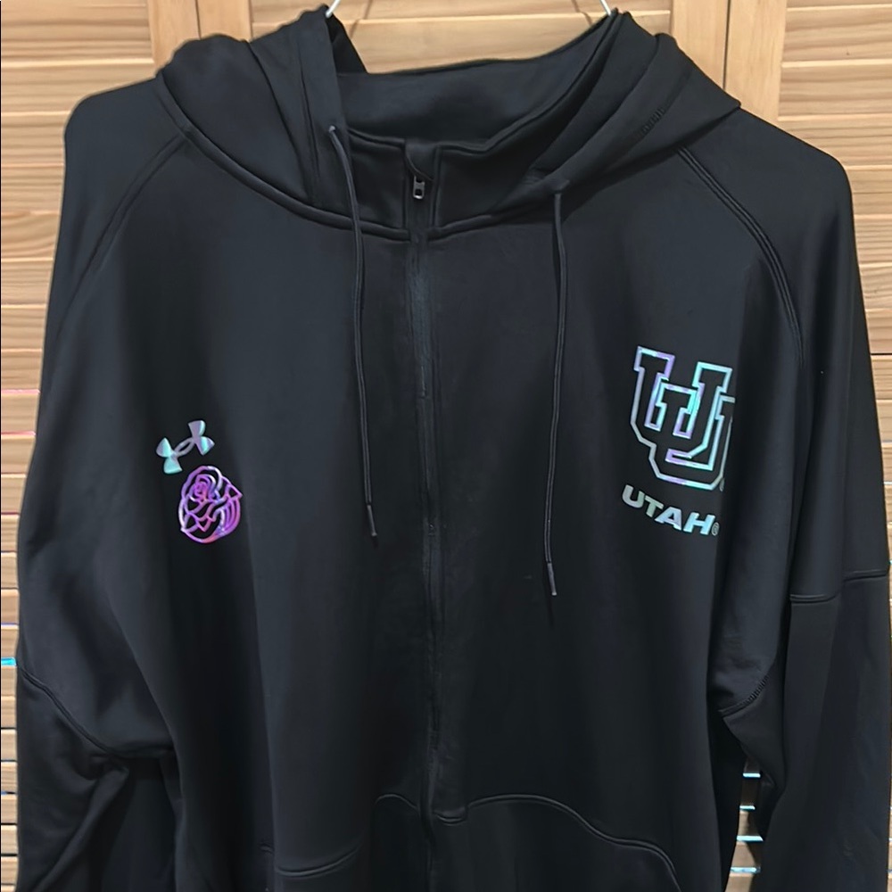 Under Armour Black Full-Zip Hoodie with Utah Logo